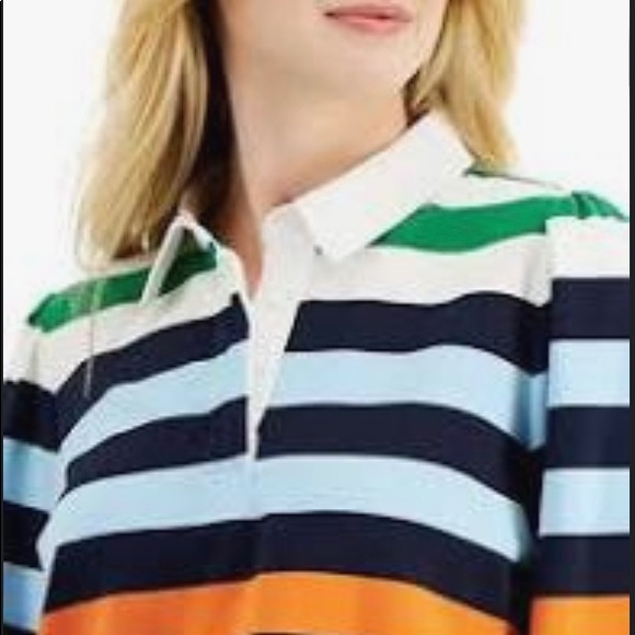 Charter Club Petite Colorblocked Striped Rugby Top - Picture 2 of 3